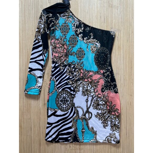 Women's Floral Print Asymmetrical Dress - Multicolor - Medium - Picture 1 of 13